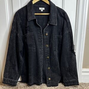 Easel Distressed Black Denim Jacket